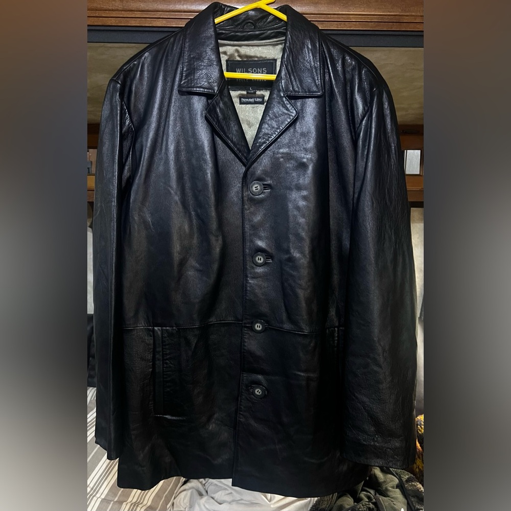 Wilsons Leather Pelle Studio Men's Thinsulate Ultra Black Blazer/Jacket, size L
